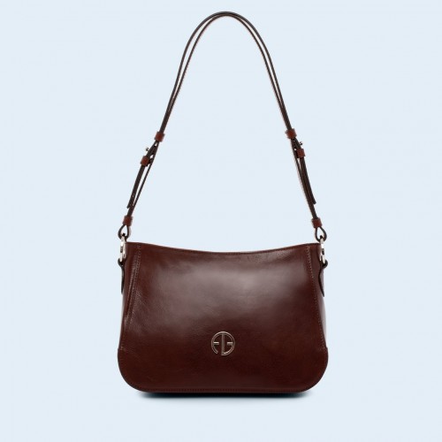 Skórzana torebka na ramię - Aware shoulder bag chestnut brown